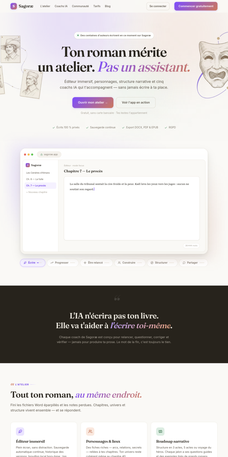 Aperçu du site SaaS Sagorae